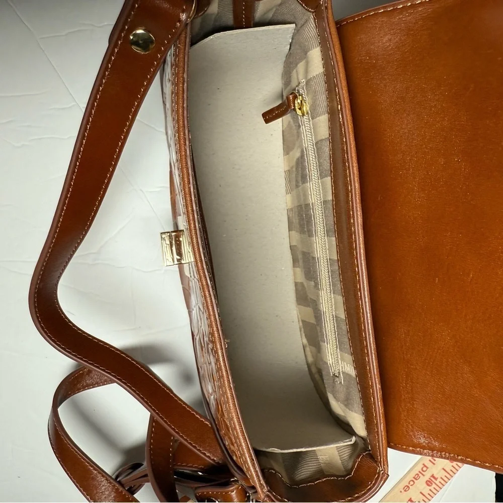 Brahmin Mini Sonny Saddle Bag in Tan Gustavo Brown Crocodile Crossbody